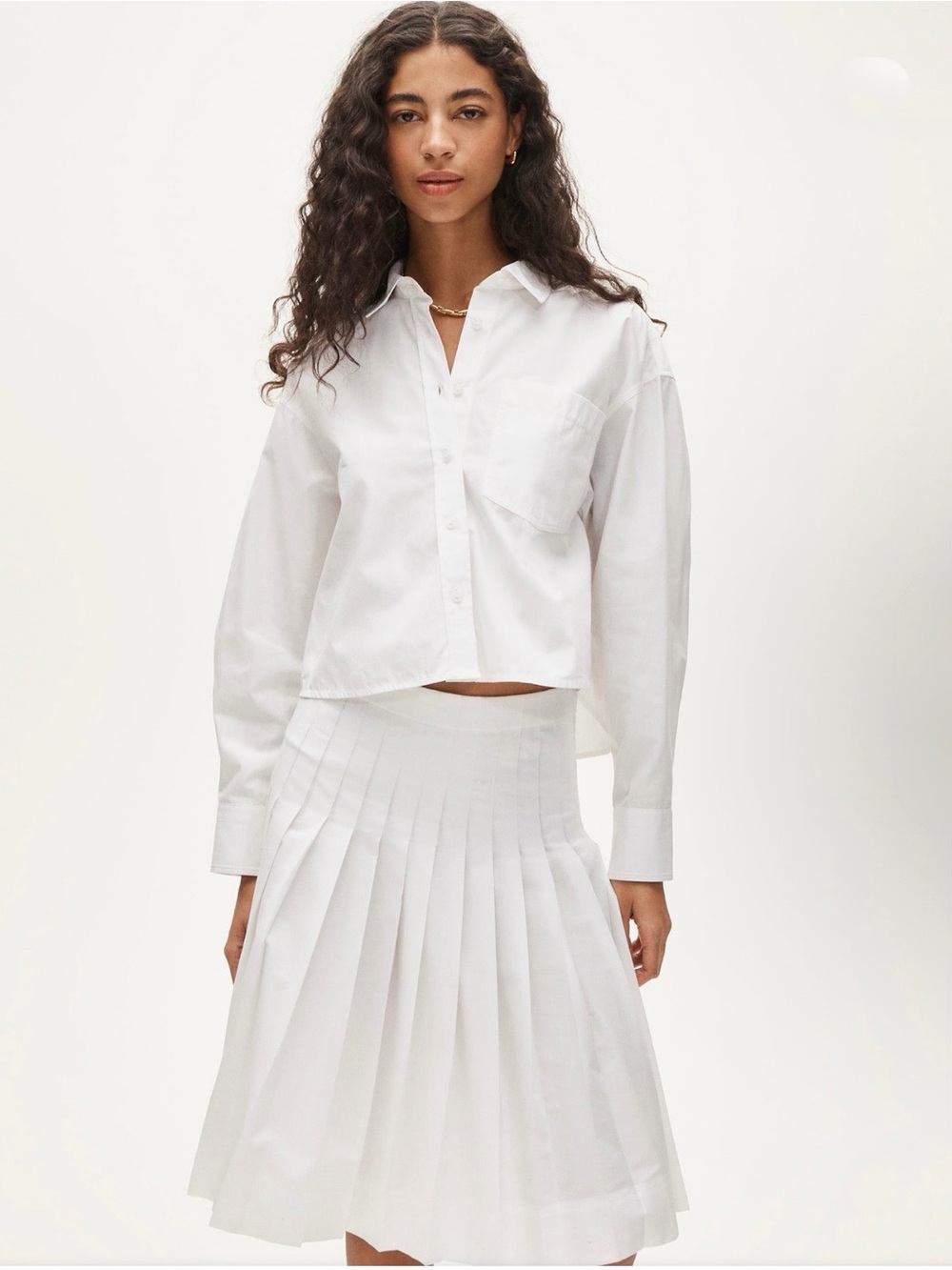 NWT J.Crew Étienne Cropped Button-Up Shirt in Cotton Poplin White M